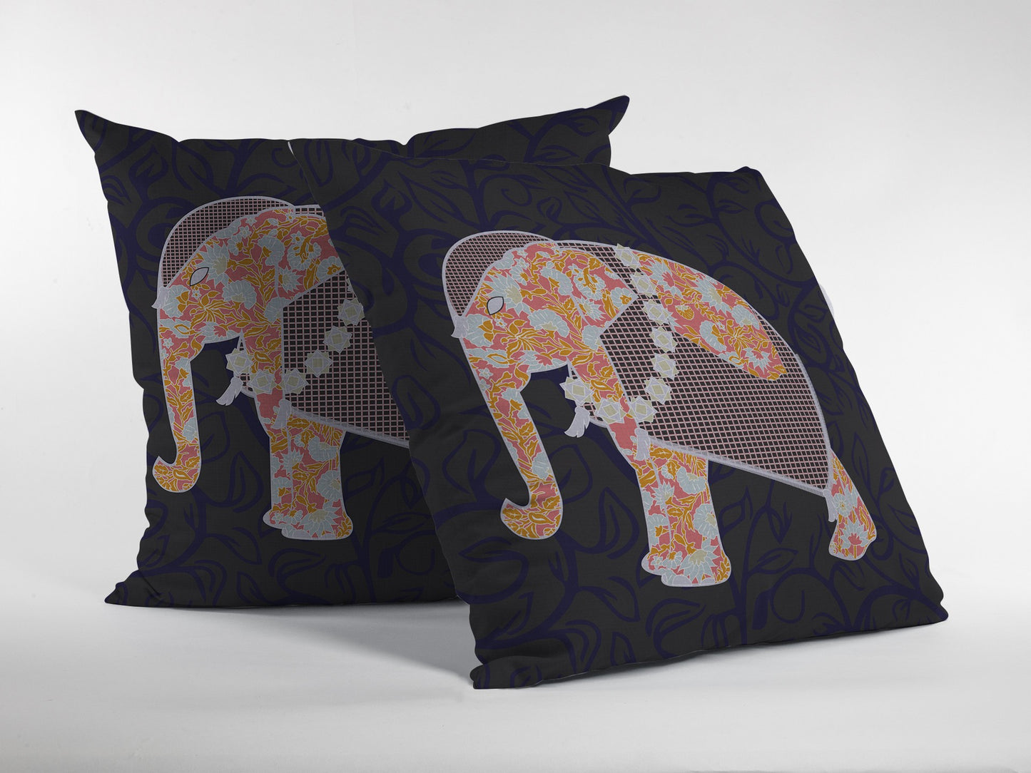 16” Orange Elephant Zippered Suede Throw Pillow