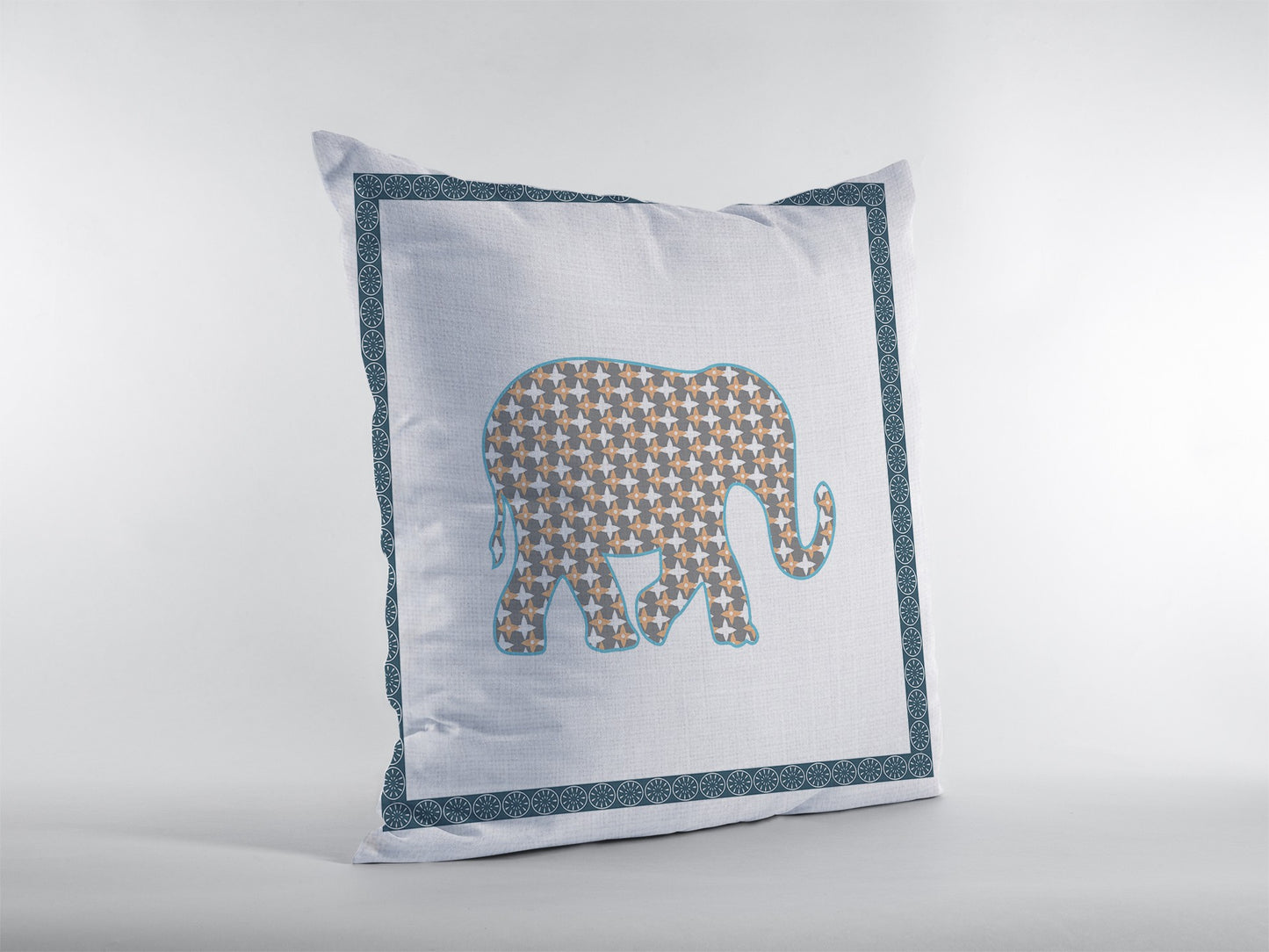 18” Gold White Elephant Zippered Suede Throw Pillow
