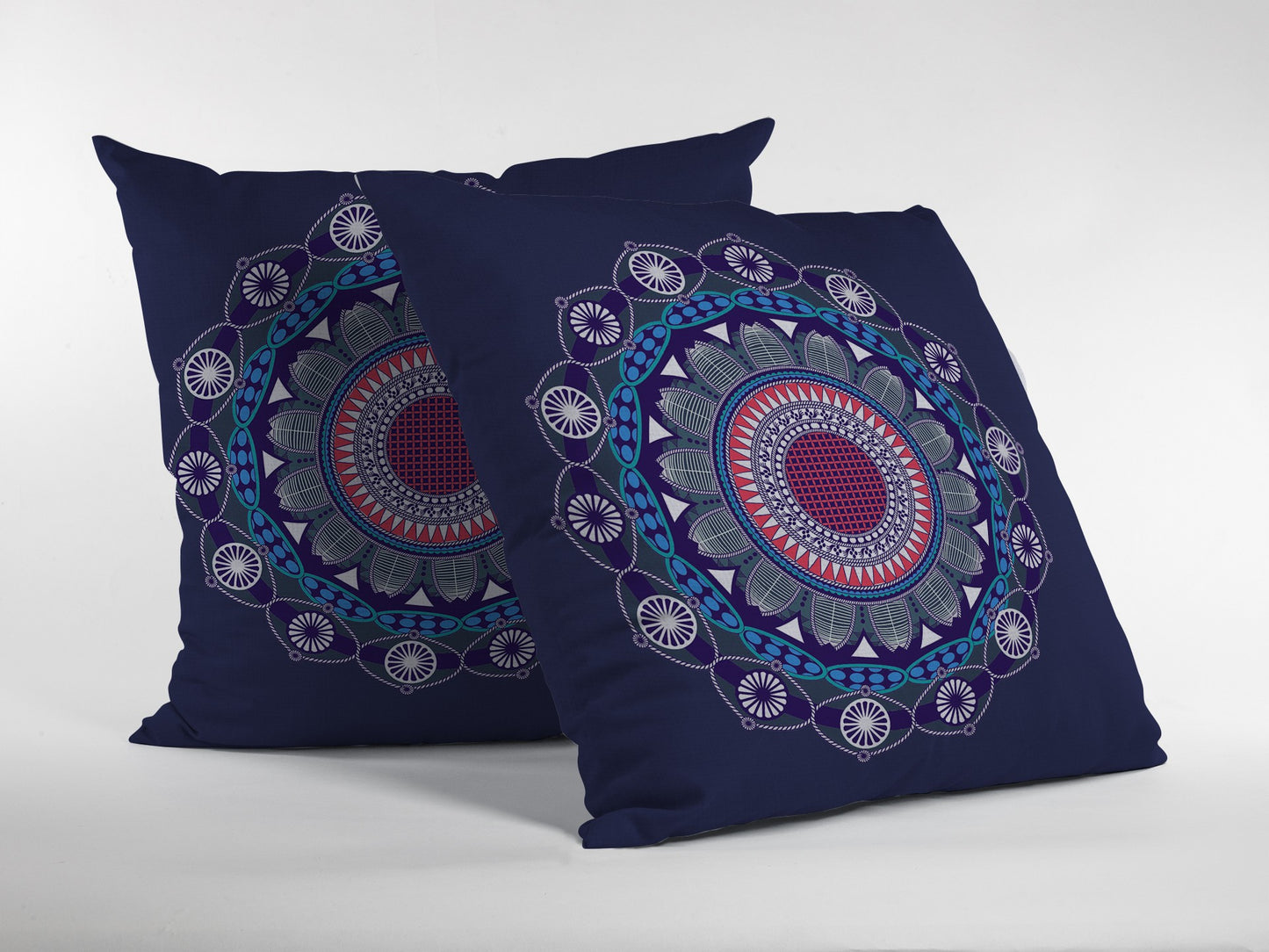 18"x18" Navy Zippered Suede Floral Throw Pillow