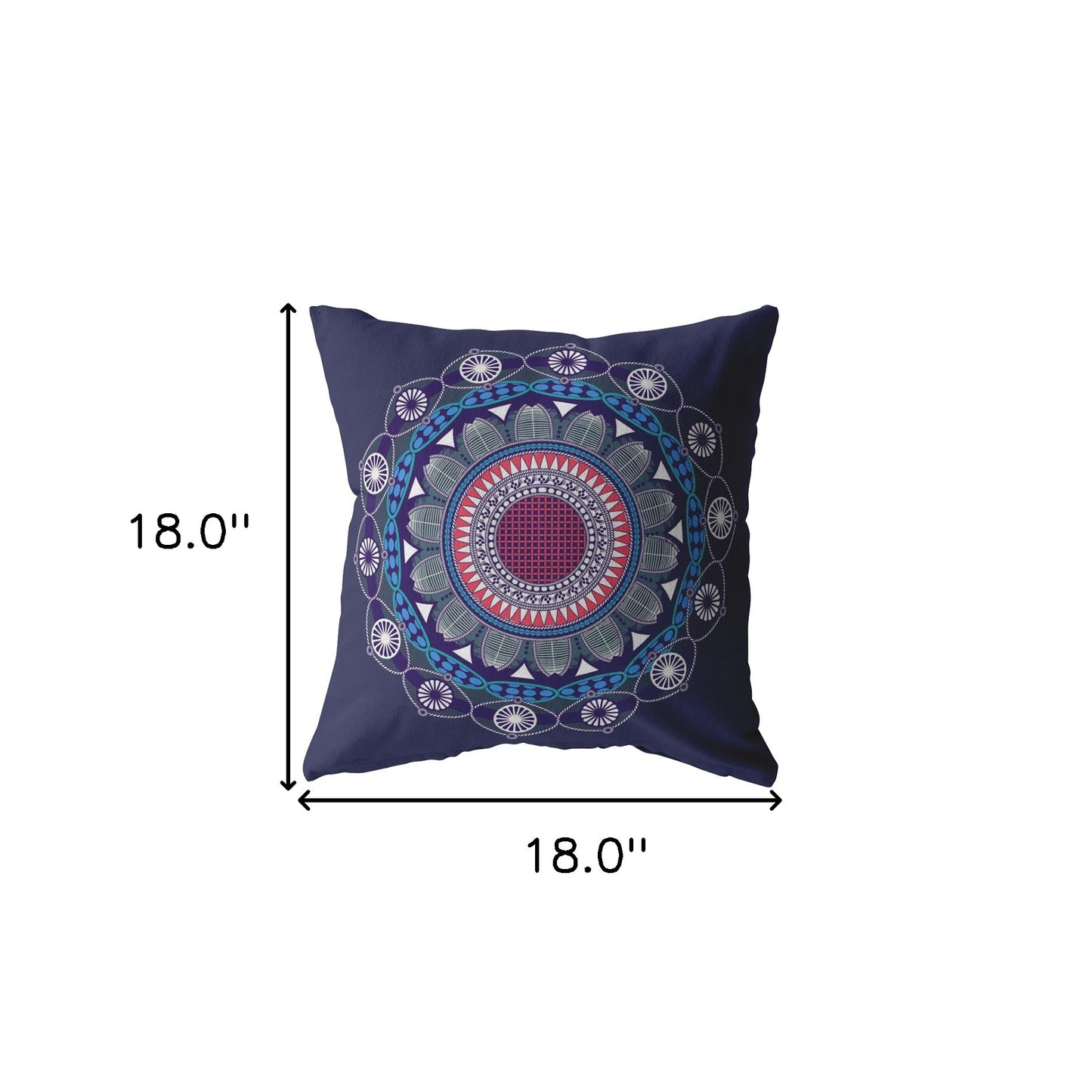 18"x18" Navy Zippered Suede Floral Throw Pillow