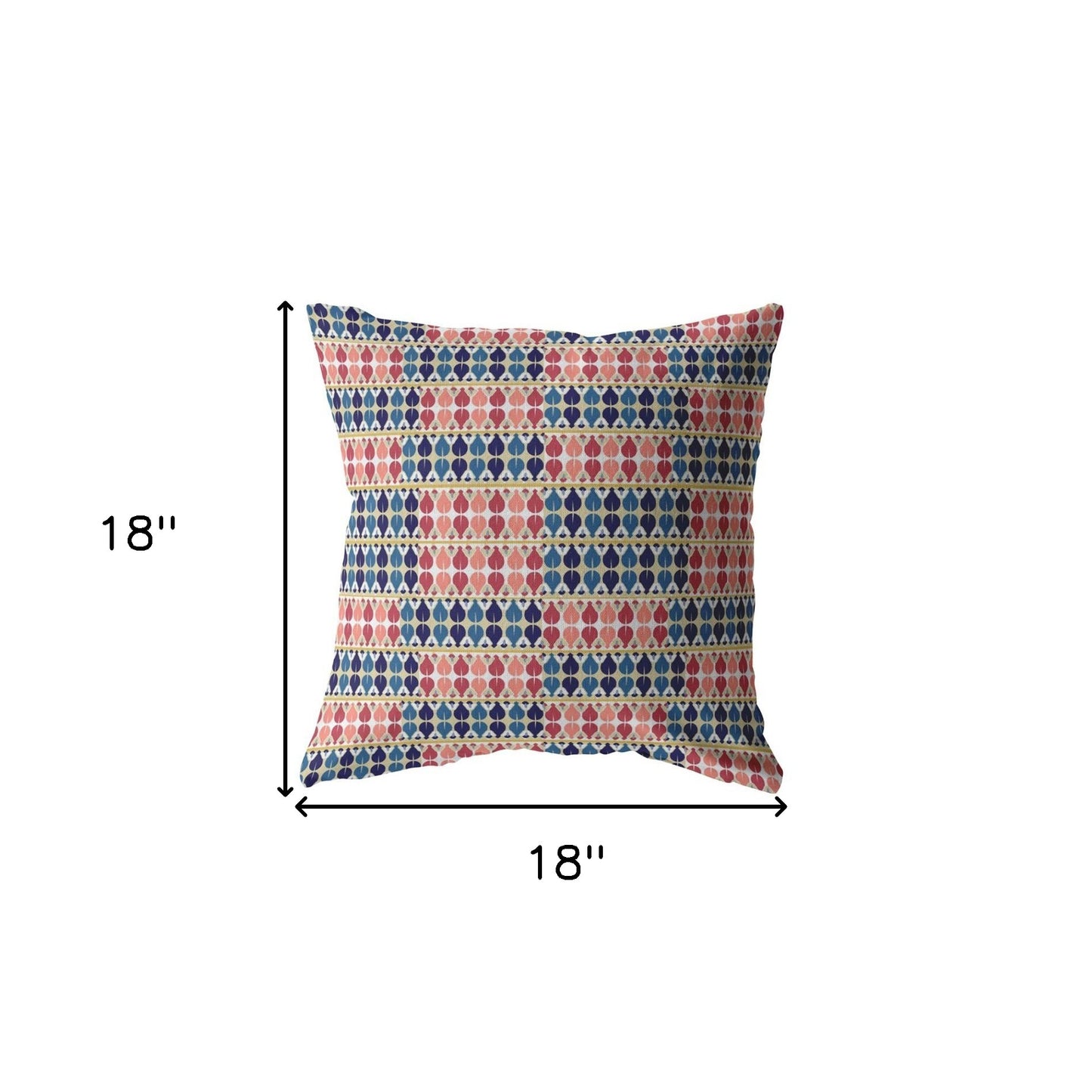 18" Red Blue Spades Zippered Suede Throw Pillow