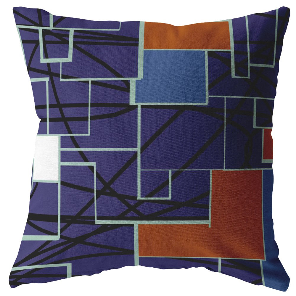 18" Navy Puzzle Piece Zippered Suede Throw Pillow