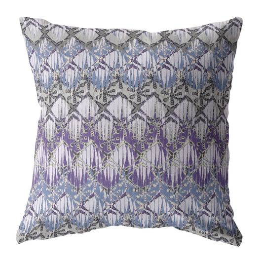 16” Purple Gray Hatch Zippered Suede Throw Pillow