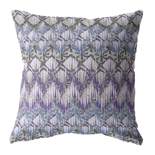 18” Purple Gray Hatch Zippered Suede Throw Pillow