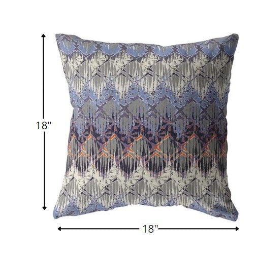 18” Blue Gray Hatch Zippered Suede Throw Pillow