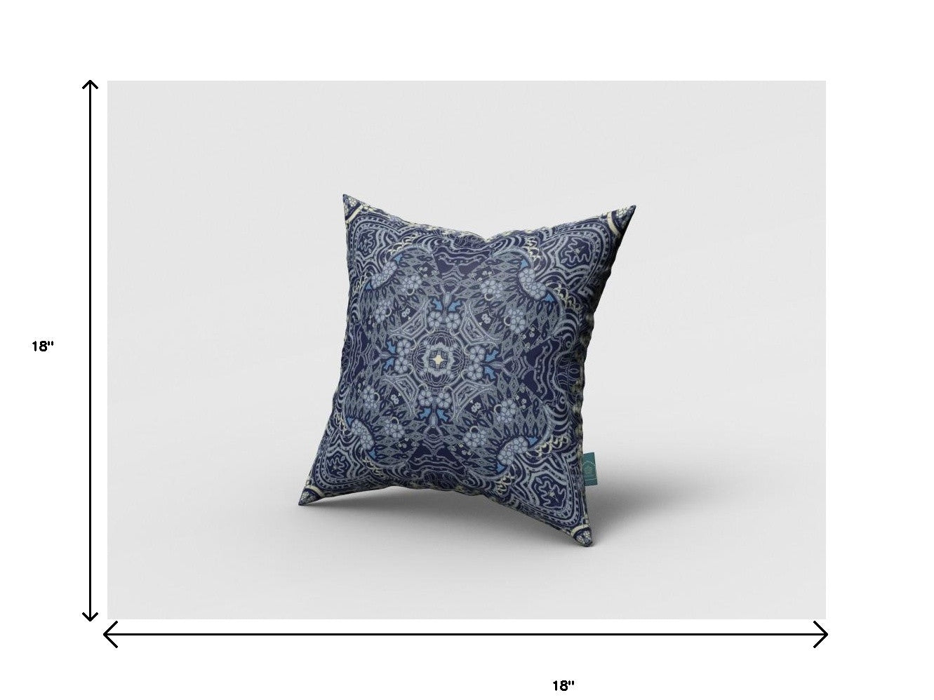 18” Indigo Boho Ornate Zippered Suede Throw Pillow