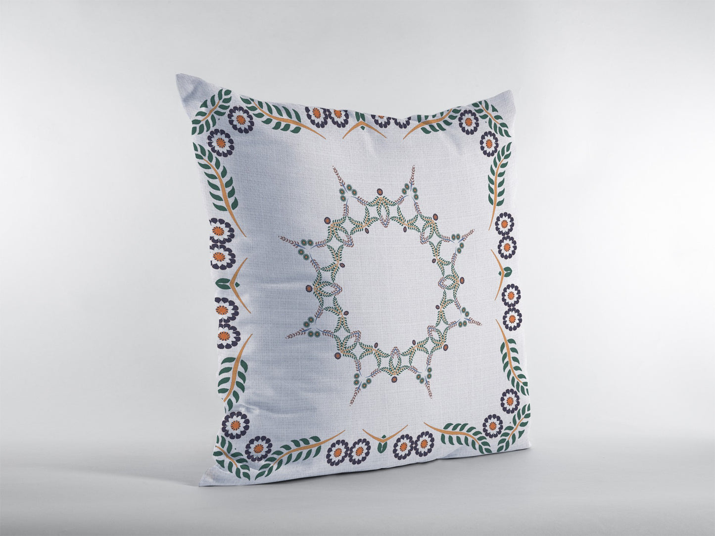 16"x16" White Zippered Suede Floral Throw Pillow