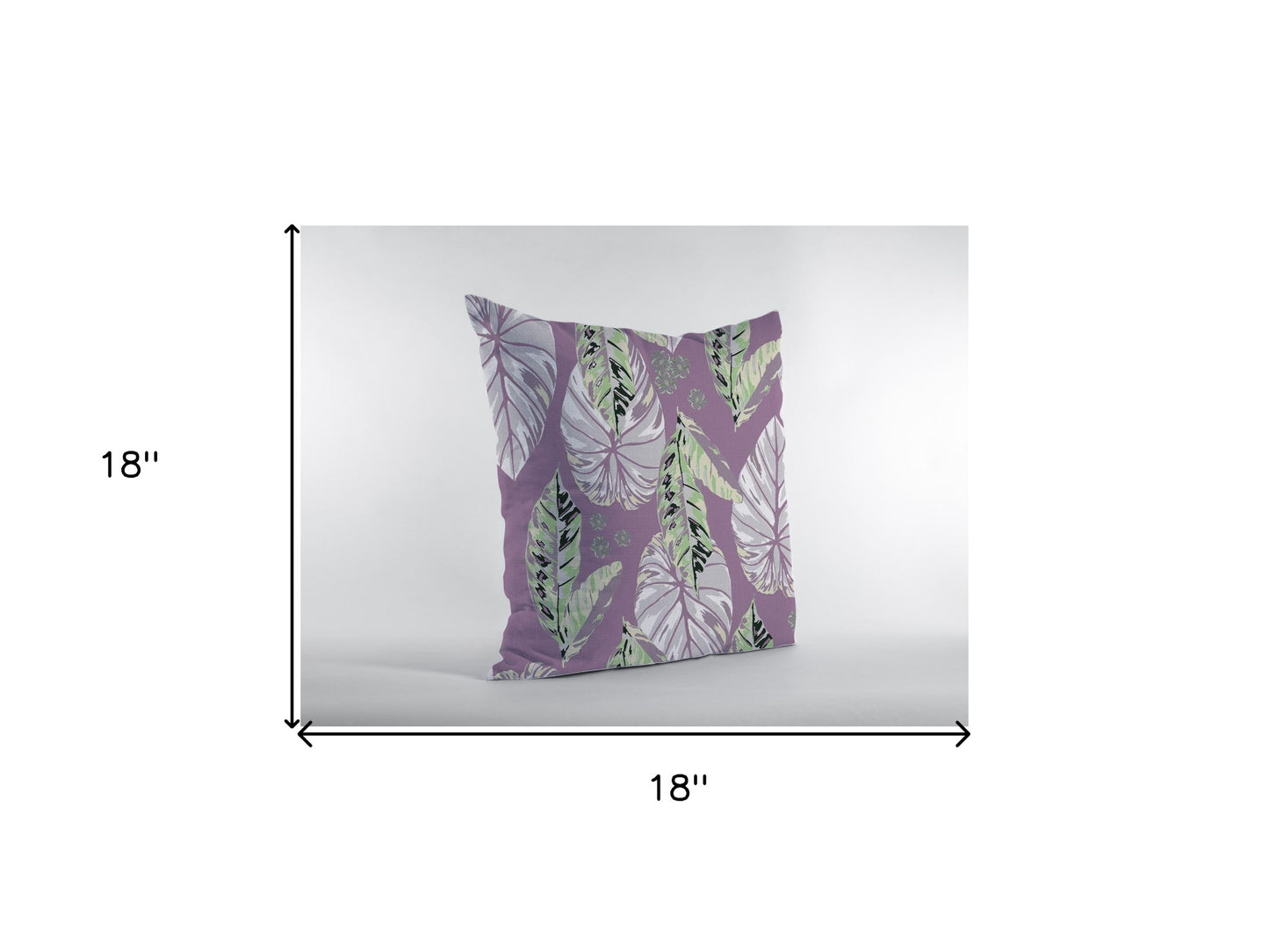 18” White Purple Tropical Leaf Zippered Suede Throw Pillow