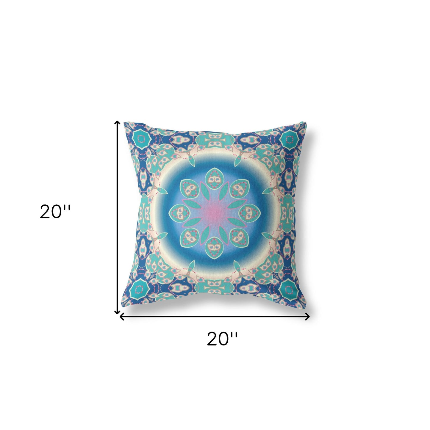 18” Blue Turquoise Jewel Indoor Outdoor Zippered Throw Pillow