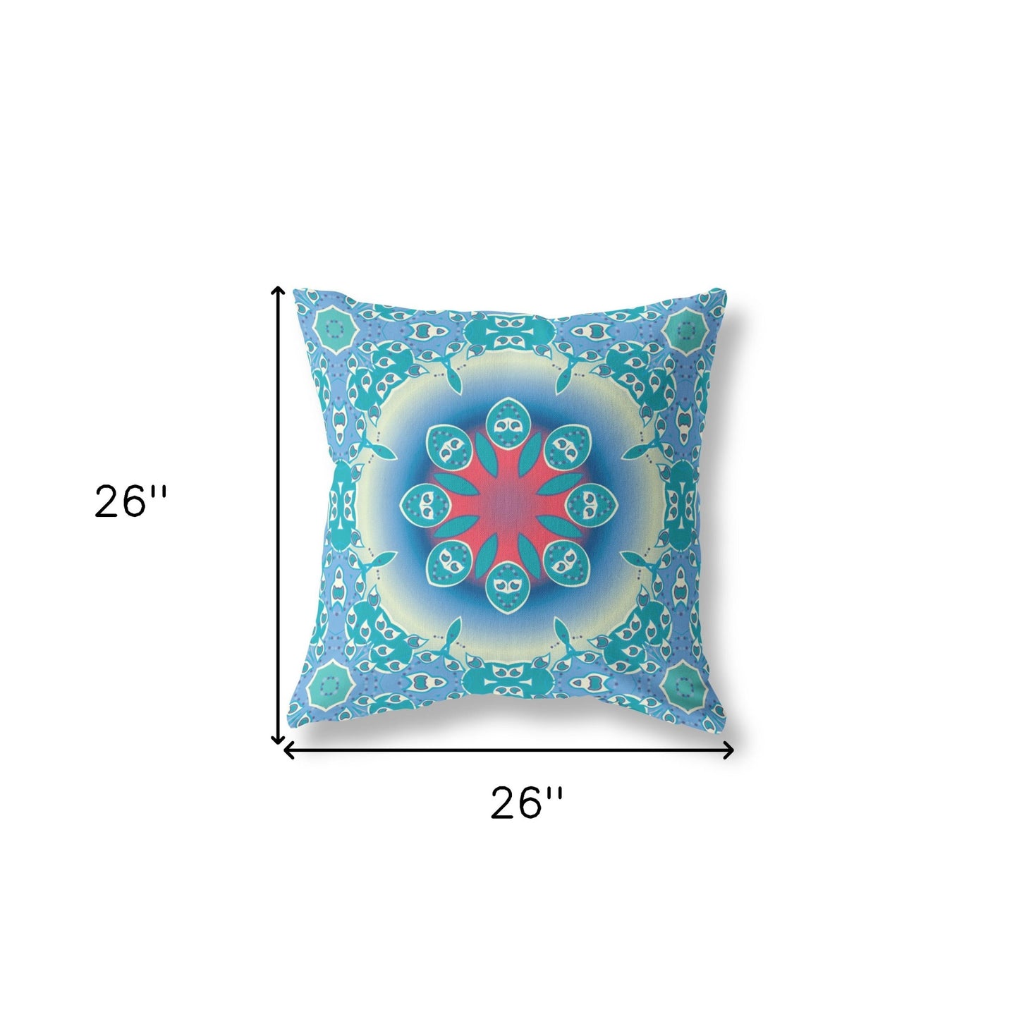 18” Turquoise Pink Jewel Indoor Outdoor Zippered Throw Pillow