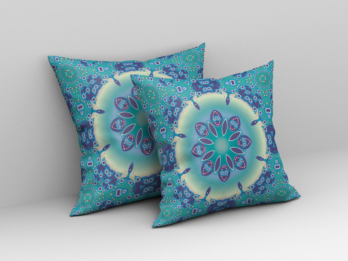 16” Green Blue Jewel Indoor Outdoor Zippered Throw Pillow