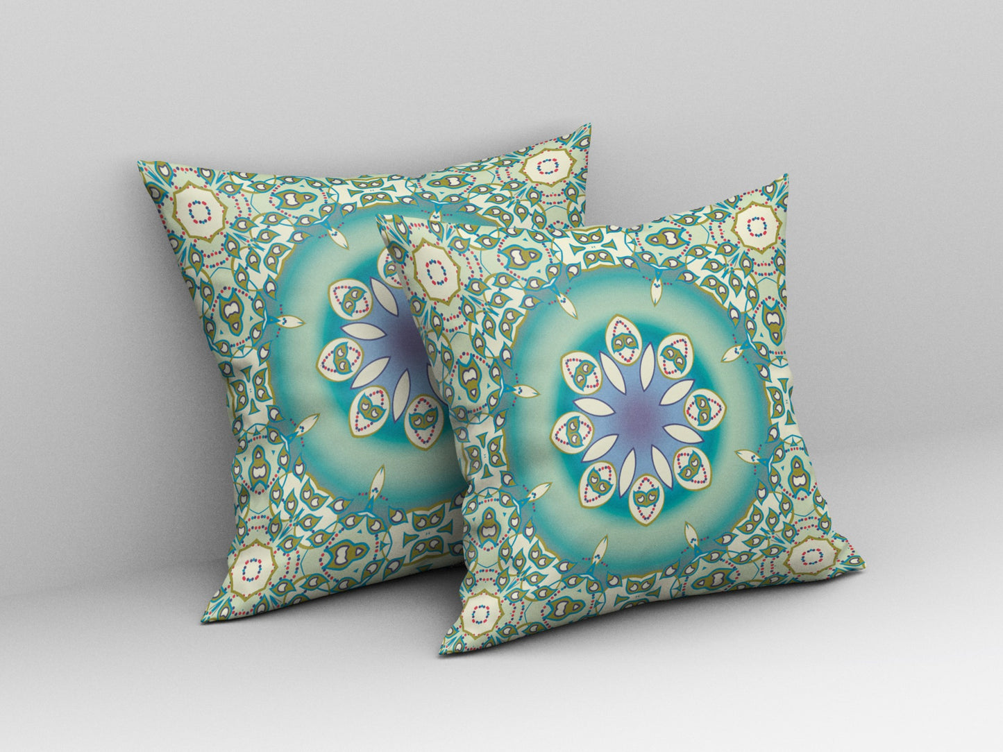 16” Turquoise Olive Jewel Indoor Outdoor Zippered Throw Pillow