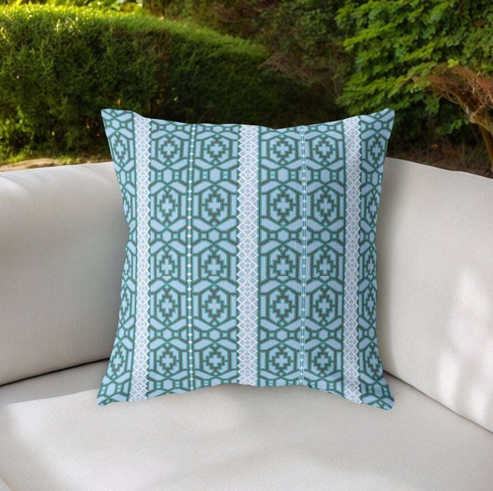 18"x18" Blue And Brown Zippered BroadCloth Trellis Throw Pillow