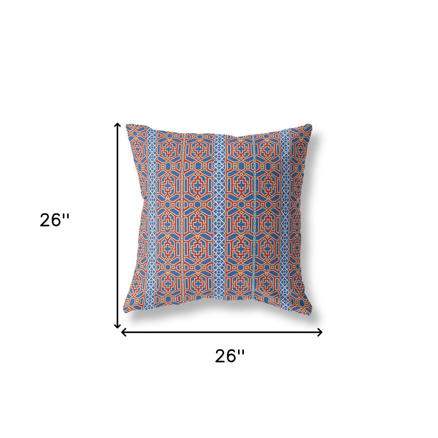 18"x18" Blue And Red Zippered BroadCloth Trellis Throw Pillow