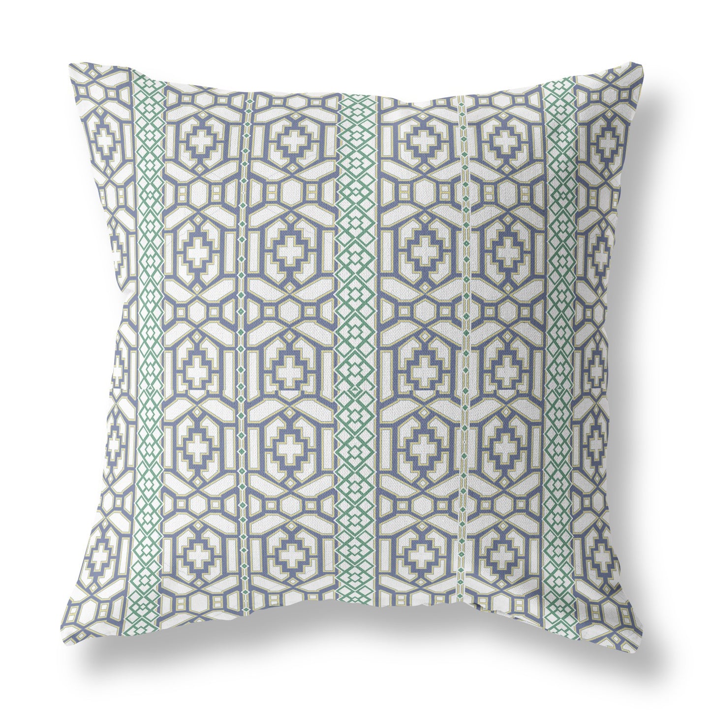 16” White Gray Linework Indoor Outdoor Zippered Throw Pillow