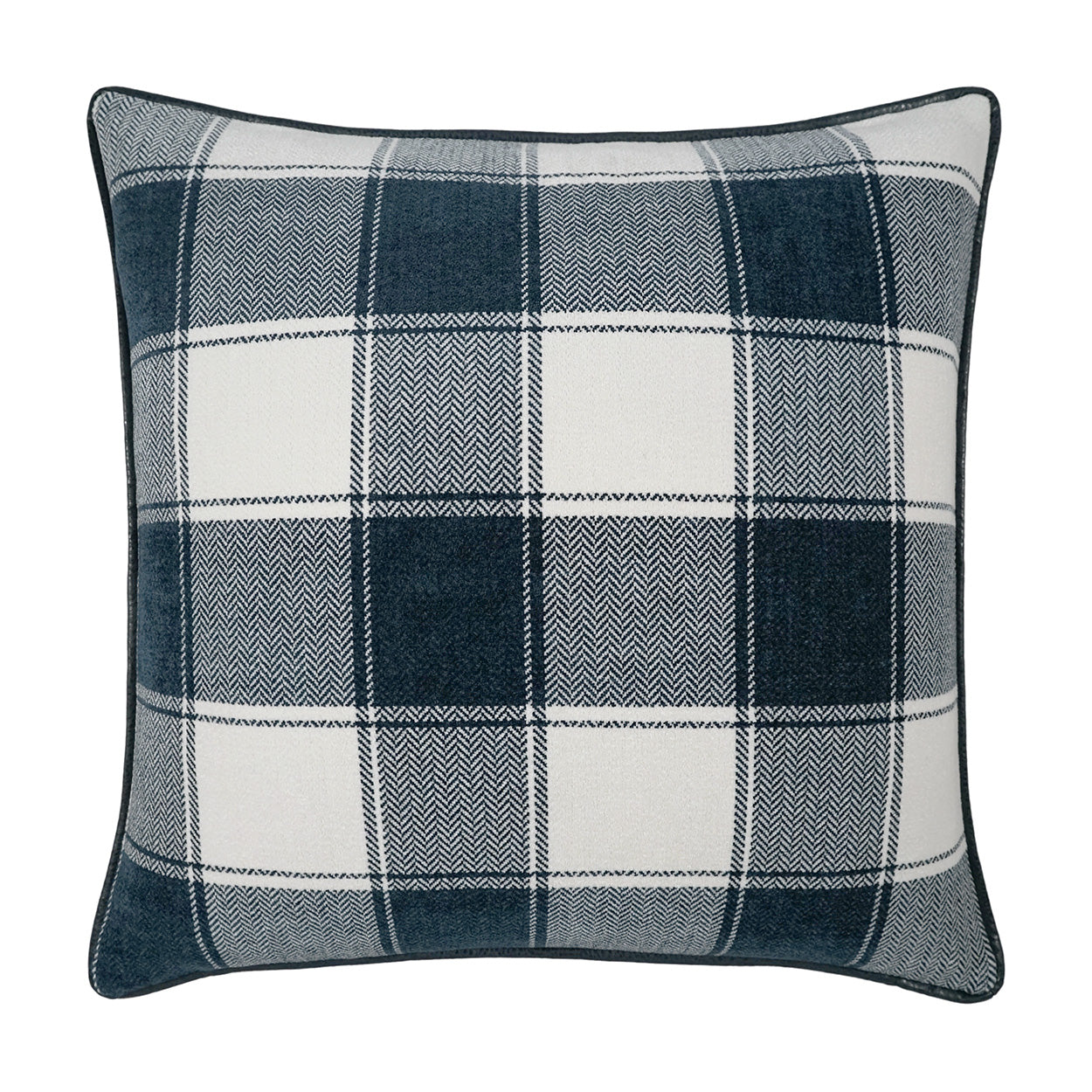 D.V. KAP HOME   24" x 24" Saxony Pillow - Marine Plaid - Check, Farmhouse, Western Chic    - 4111-M-2424