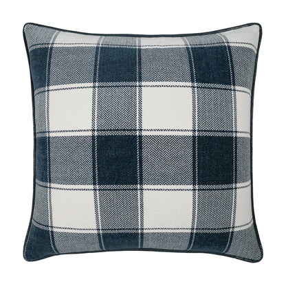 D.V. KAP HOME   24" x 24" Saxony Pillow - Marine Plaid - Check, Farmhouse, Western Chic    - 4111-M-2424