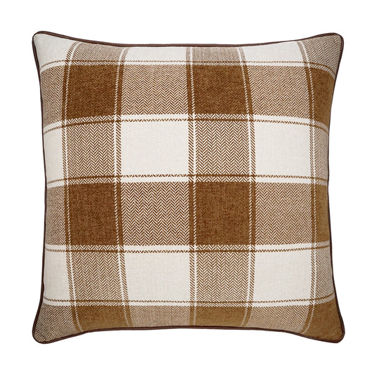 D.V. KAP HOME   24" x 24" Saxony Pillow - Tobacco Plaid - Check, Farmhouse, Western Chic    - 4111-T-2424