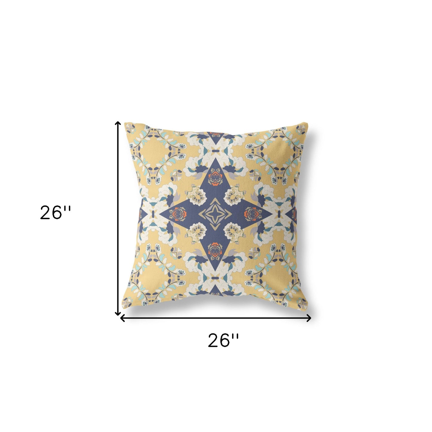 18” Yellow Navy Diamond Star Indoor Outdoor Zippered Throw Pillow