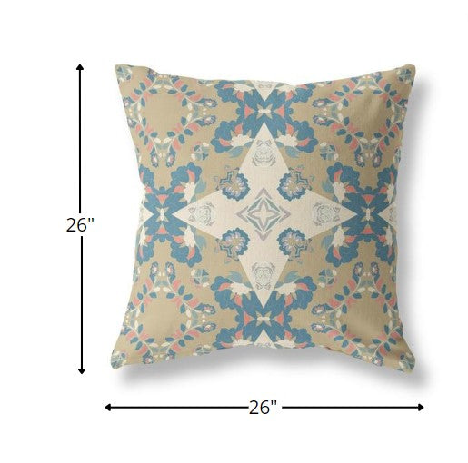 18" Brown Blue Star Indoor Outdoor Zip Throw Pillow