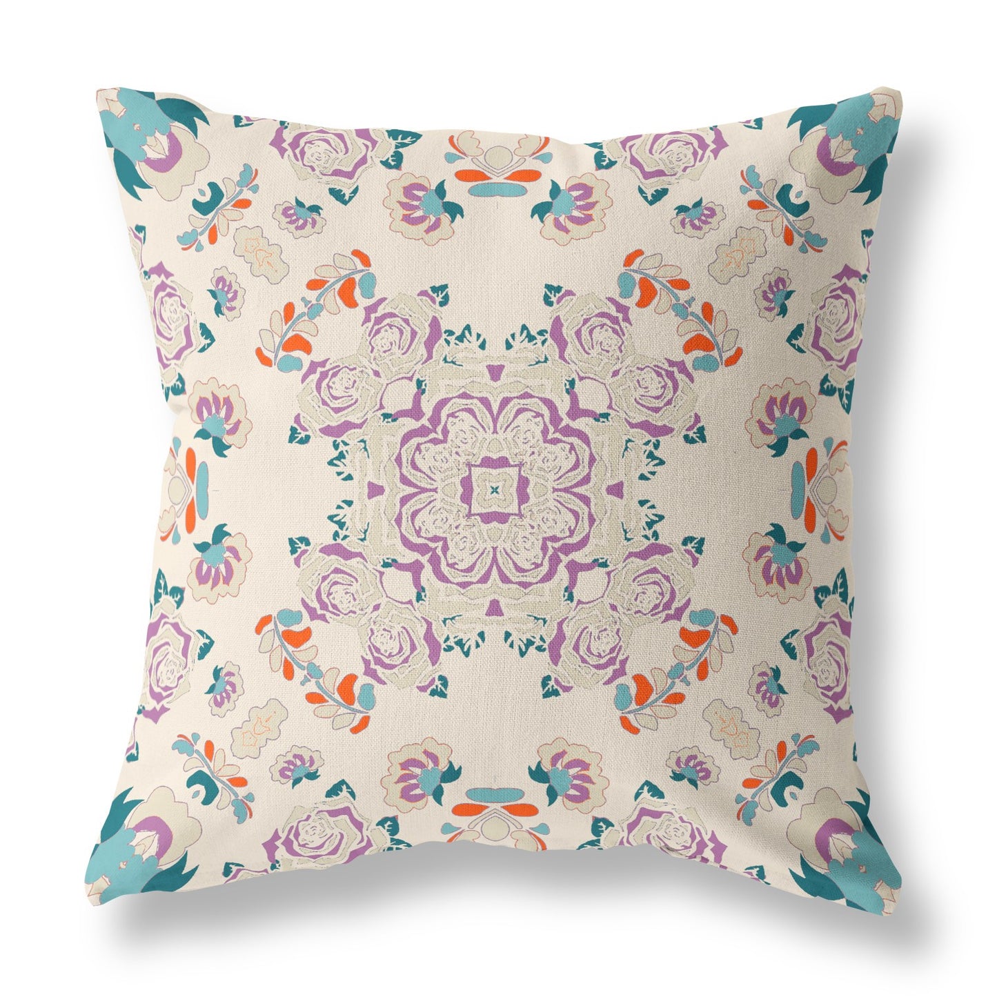 16” Purple Teal Wreath Indoor Outdoor Zippered Throw Pillow