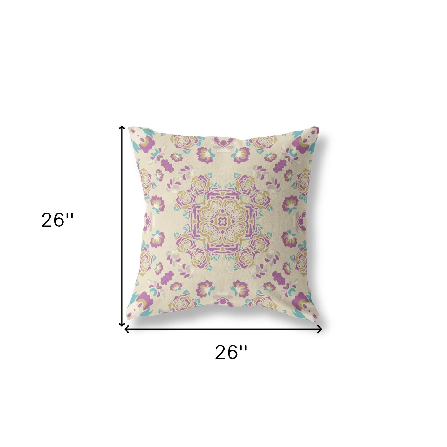18” Purple Gold Wreath Indoor Outdoor Zippered Throw Pillow