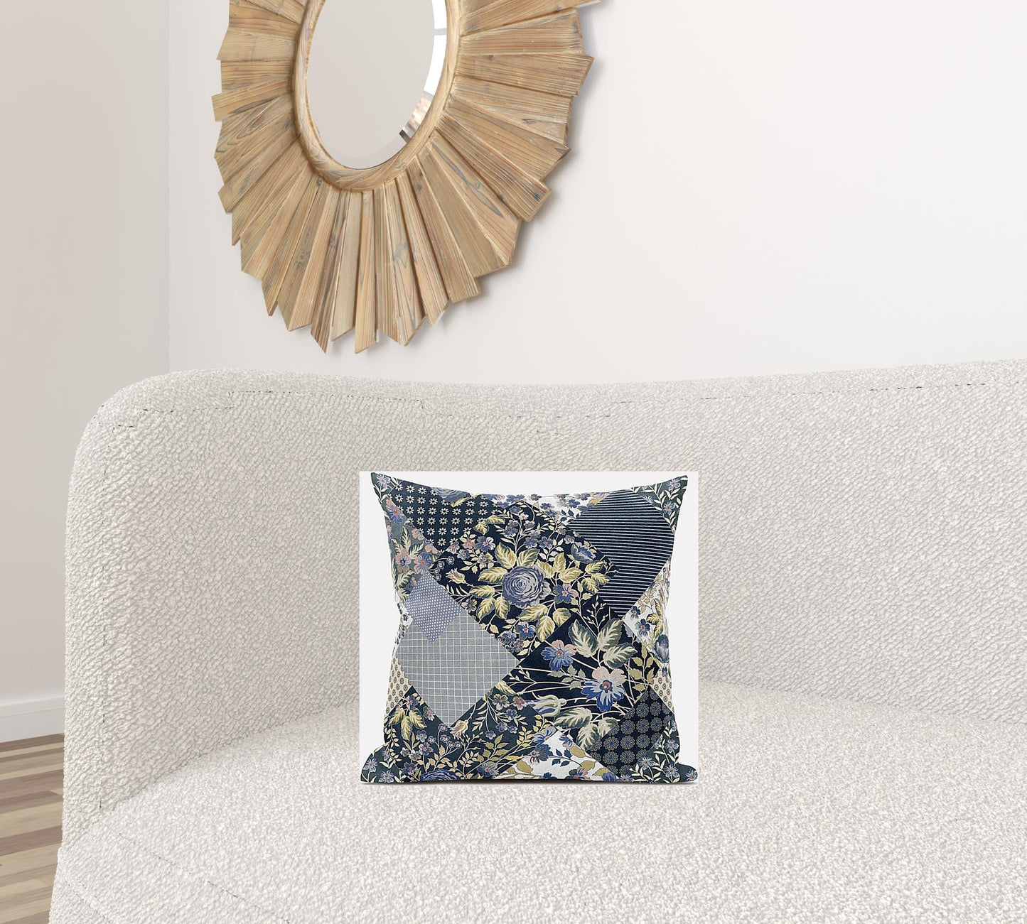 16" Black Yellow Floral Suede Throw Pillow