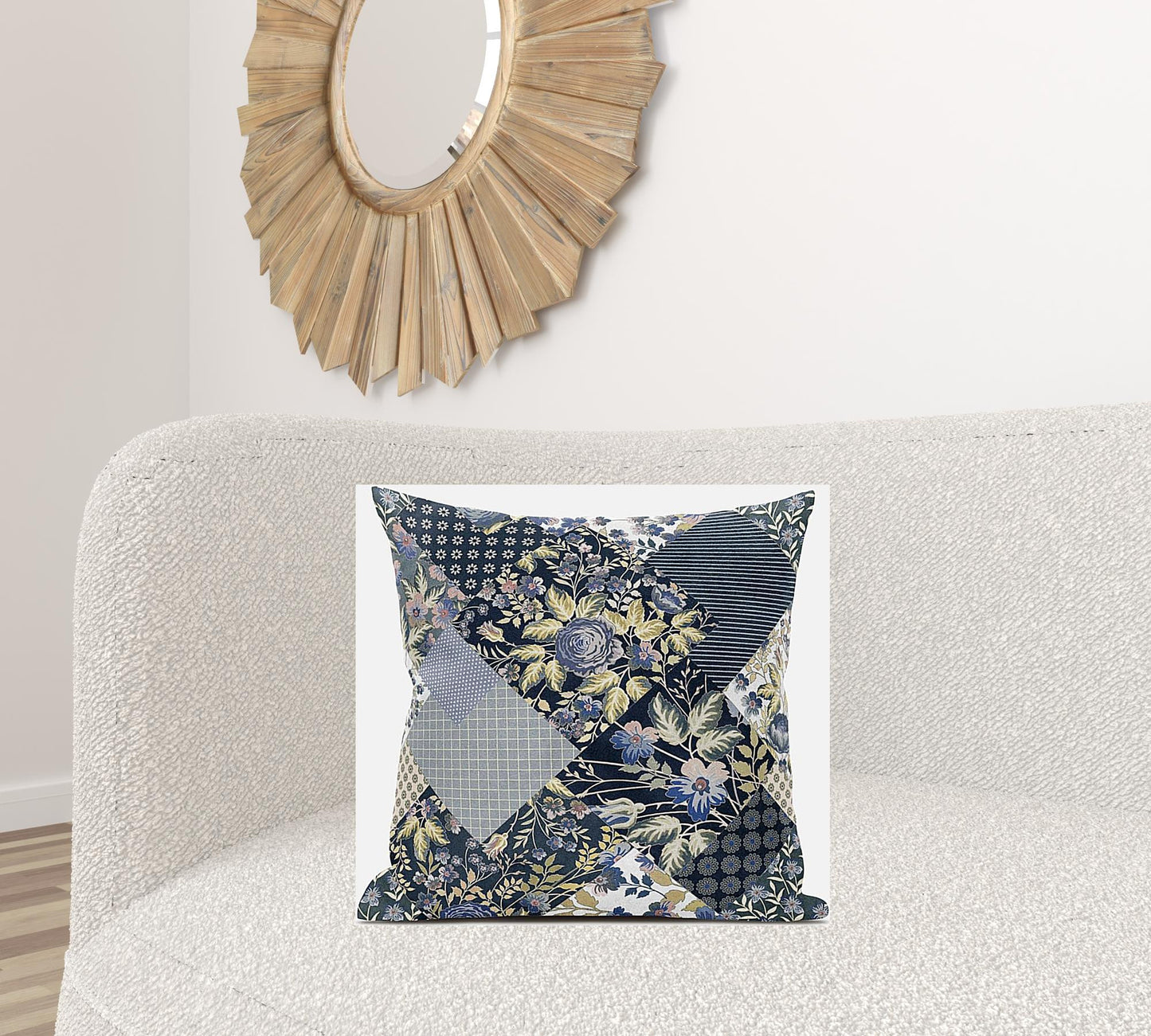 18" Black Yellow Floral Suede Throw Pillow