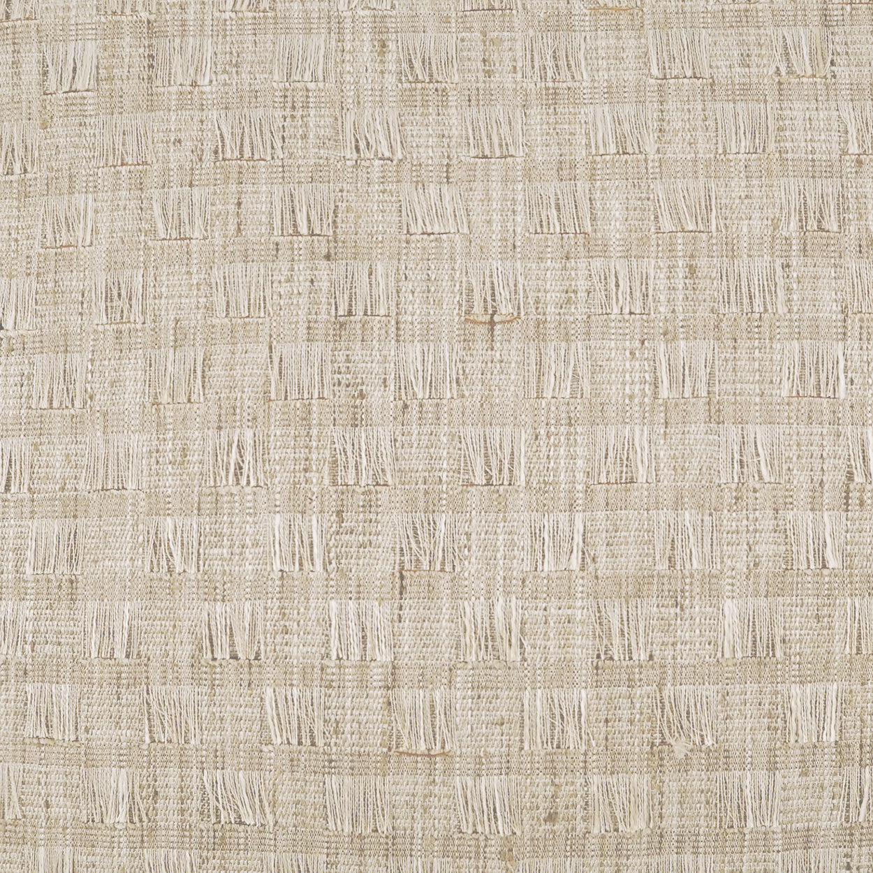 Beige woven fabric with raised square grid texture for neutral upholstery.