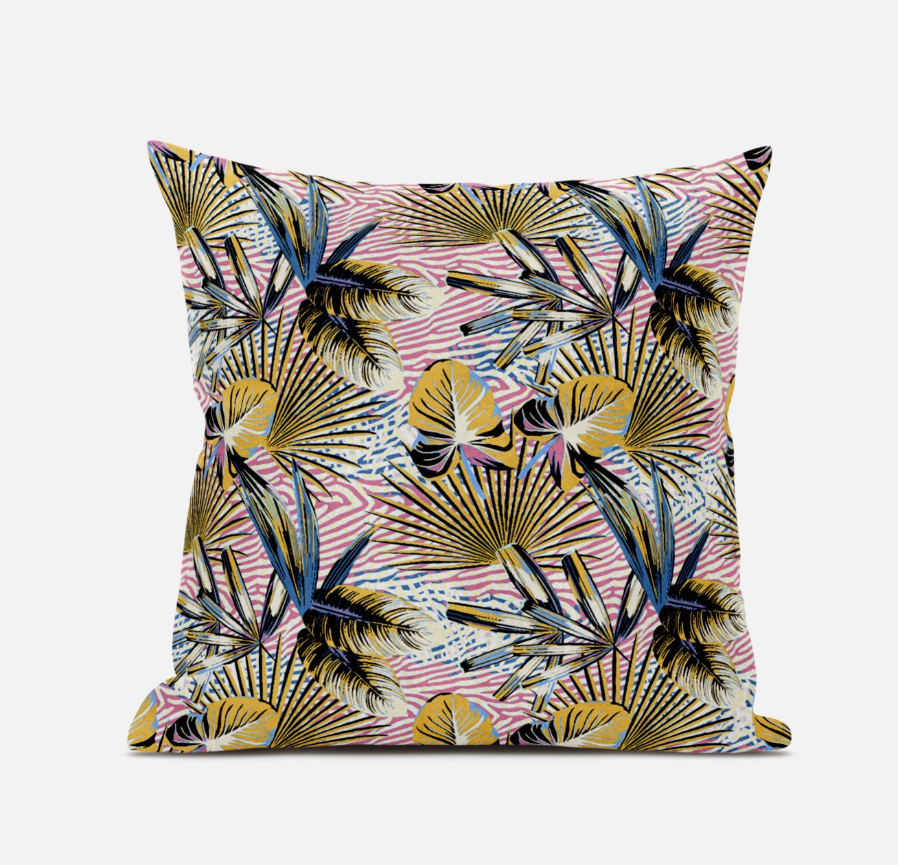 16” Gold Pink Tropical Suede Throw Pillow