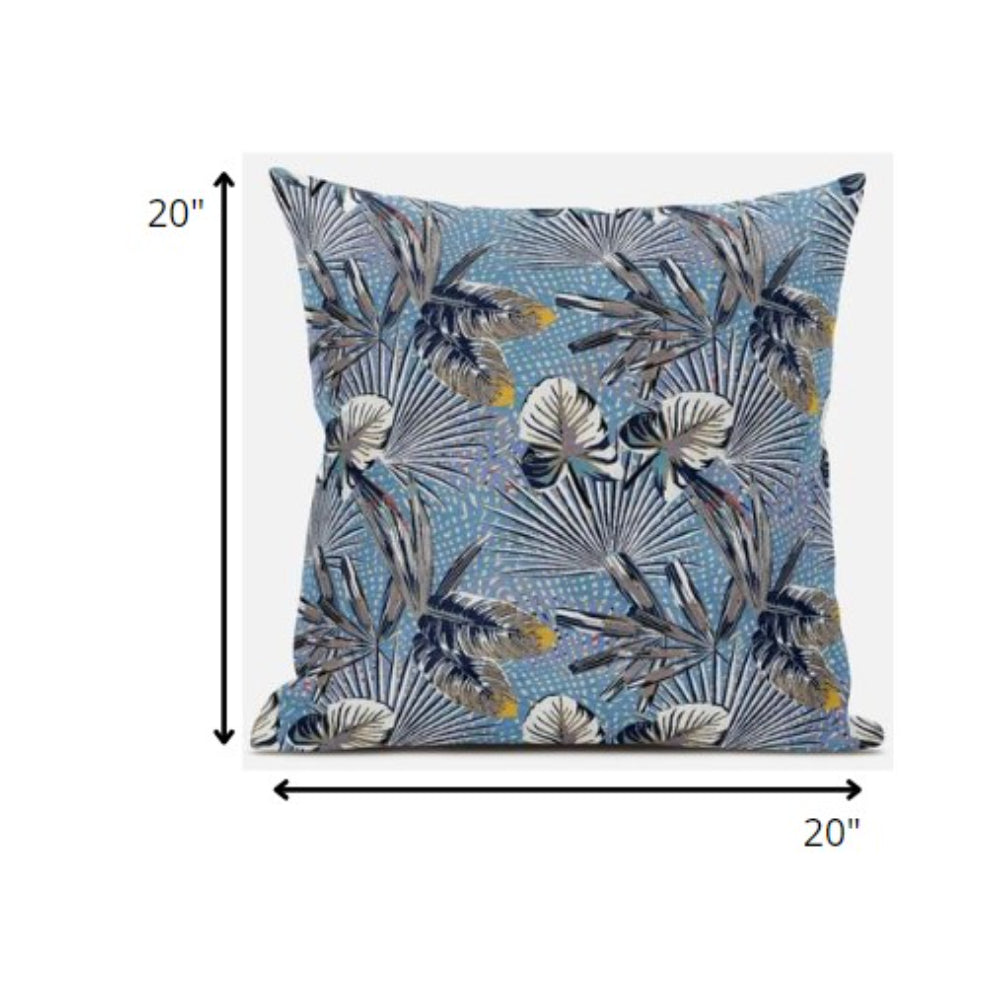 18” Gray Blue Tropical Suede Throw Pillow