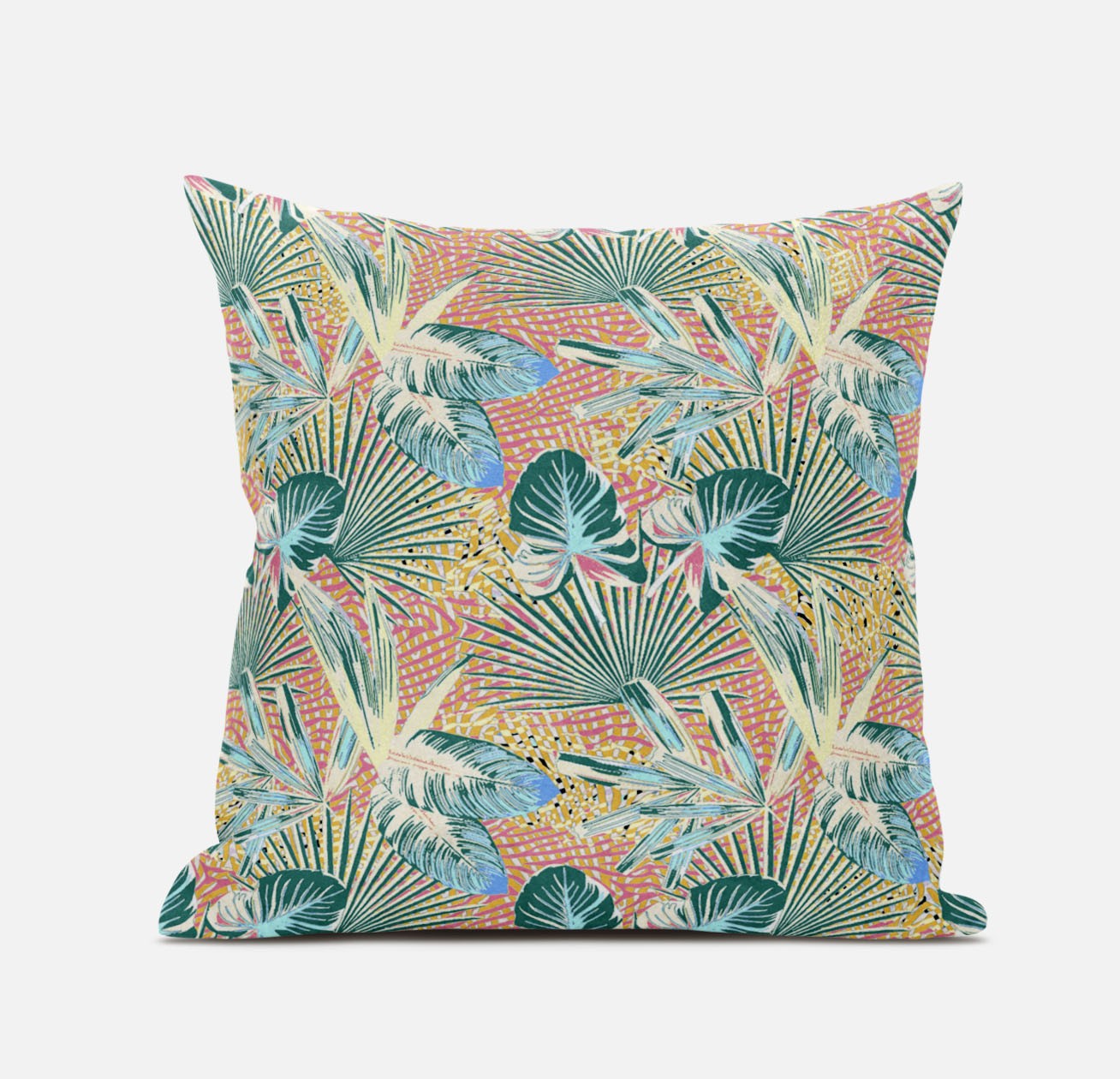 18” Blue Peach Tropical Suede Throw Pillow