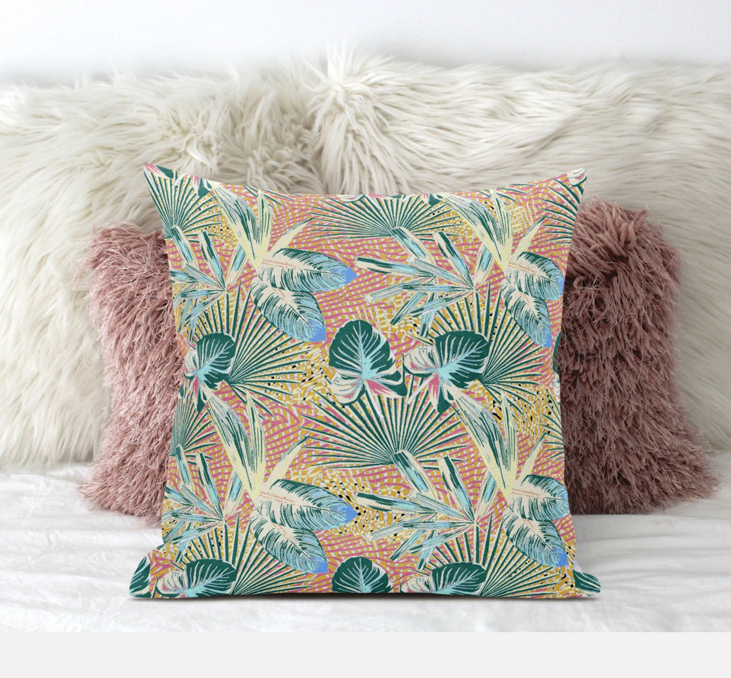 18” Blue Peach Tropical Suede Throw Pillow