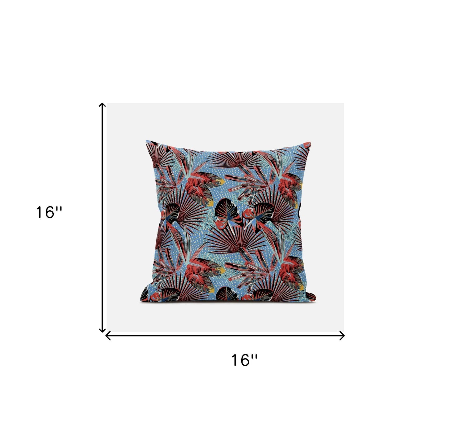 16” Coral Blue Tropical Suede Throw Pillow