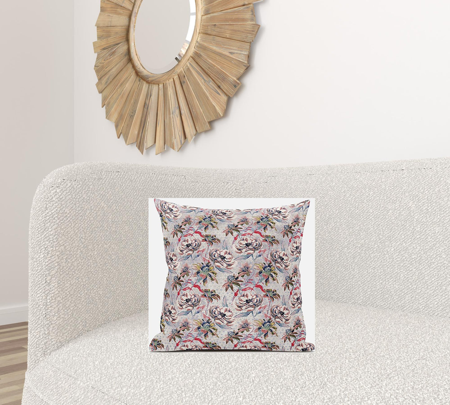 18" Lavender Pink Roses Suede Throw Pillow