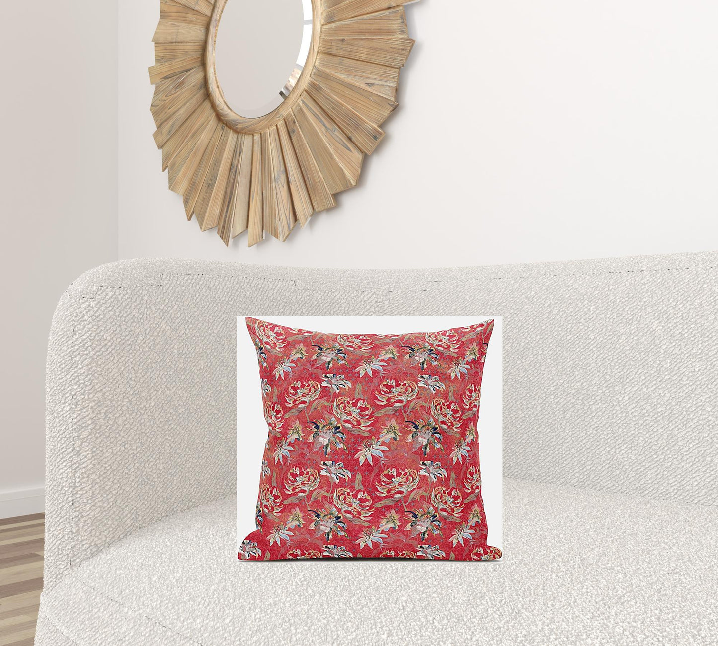 18" Salmon Red Roses Suede Throw Pillow