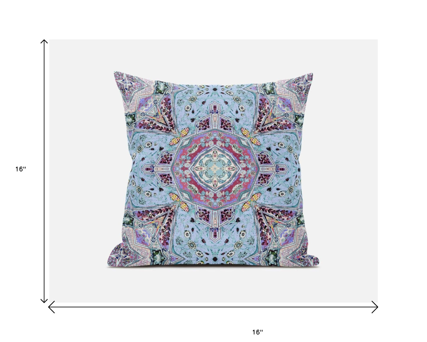 16" Blue Magenta Boho Chic Floral Suede Throw Pillow