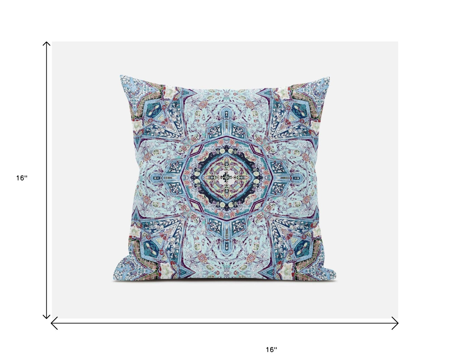 16" Light Blue Boho Flower Suede throw Pillow