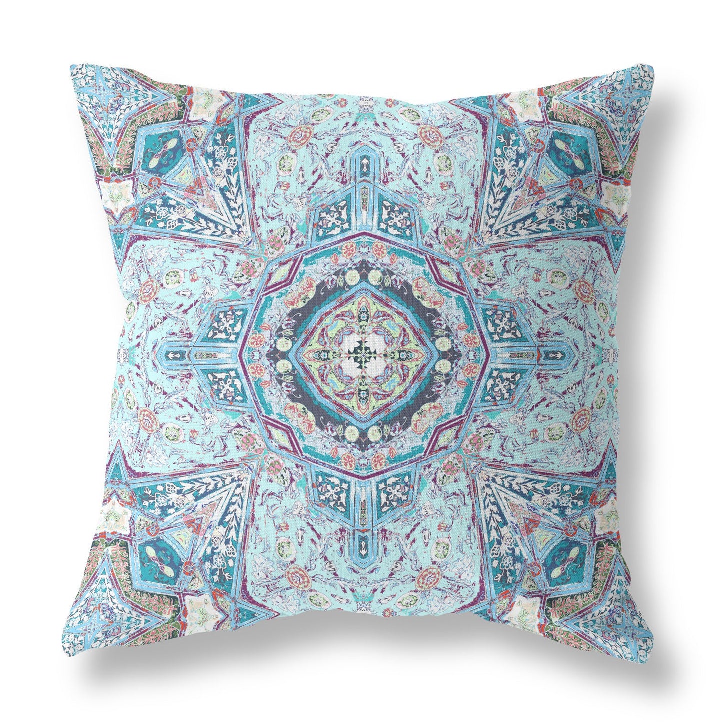 18" Light Blue Boho Flower Suede throw Pillow