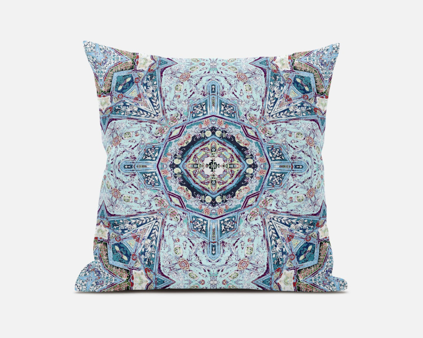 18" Light Blue Boho Flower Suede throw Pillow