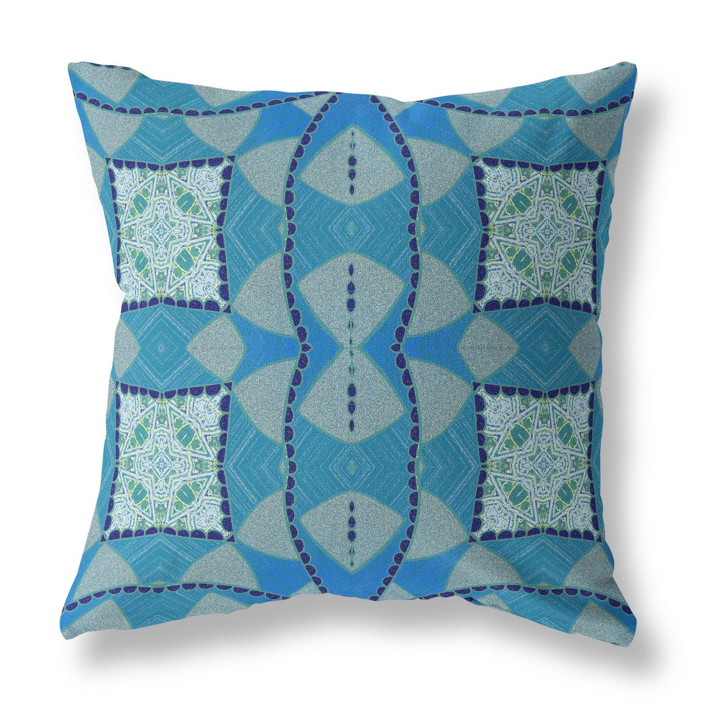 16" Aqua Sky Blue Cosmic Circle Boho Suede Throw Pillow