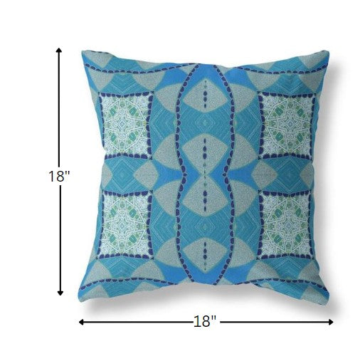 18" Aqua Sky Blue Cosmic Circle Boho Suede Throw Pillow