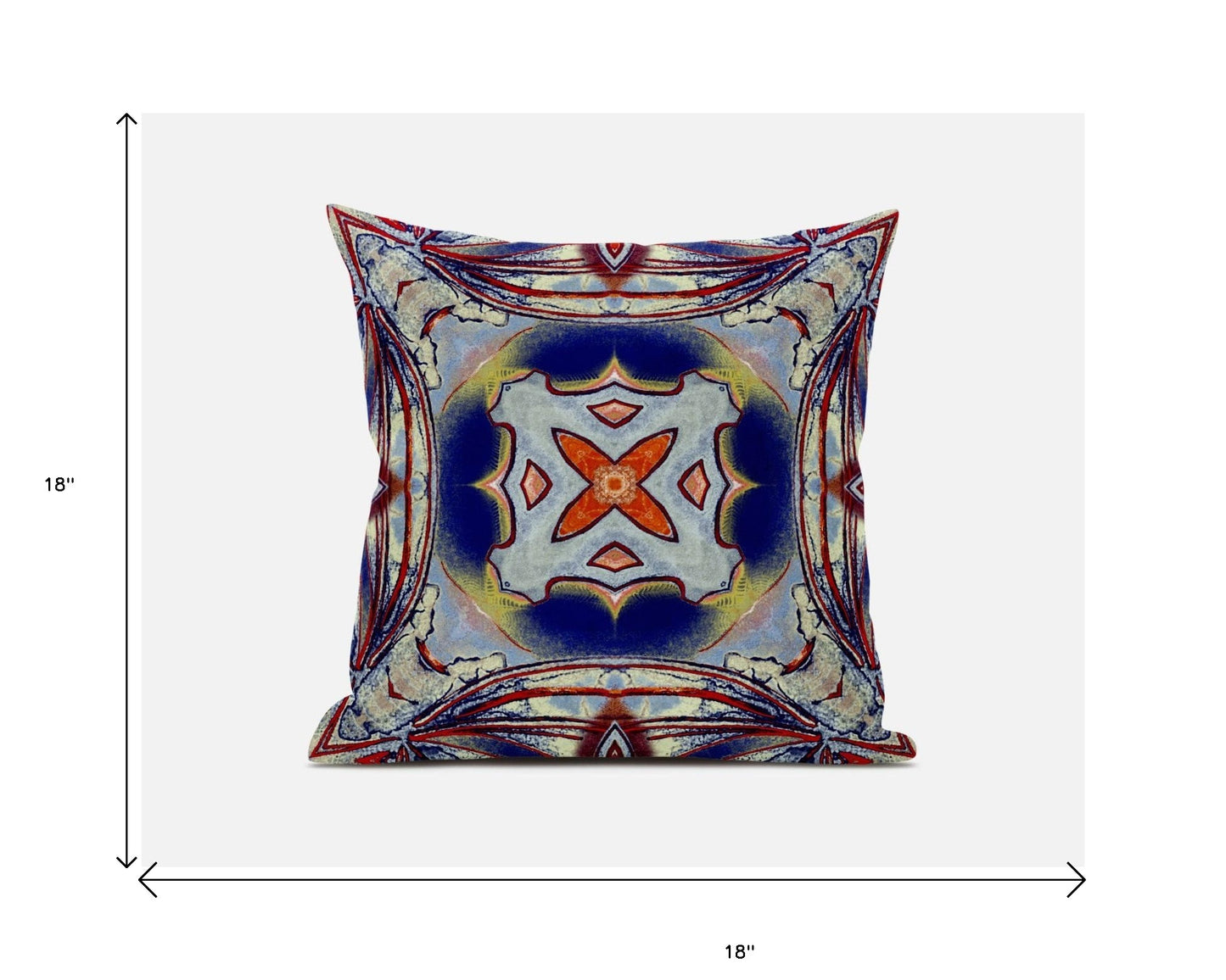 18” Red Blue Geo Tribal Suede Throw Pillow
