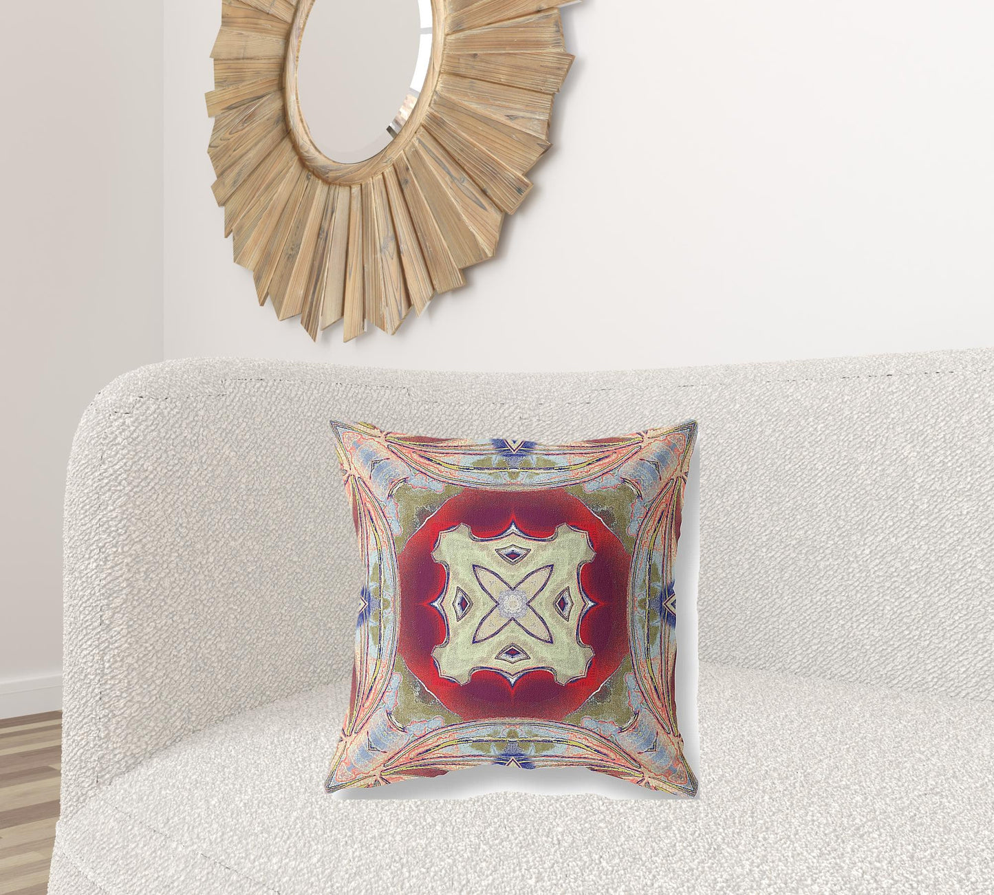 18” Magenta Red Geo Tribal Suede Throw Pillow