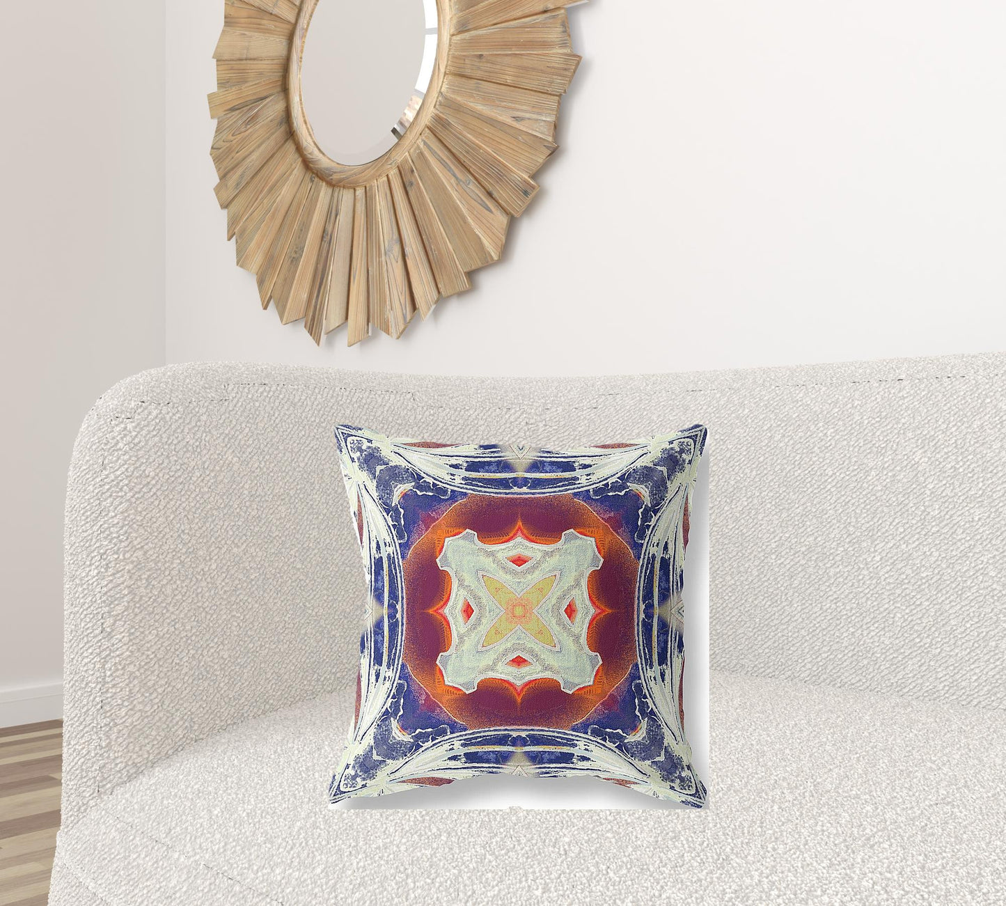 18” Indigo White Geo Tribal Suede Throw Pillow