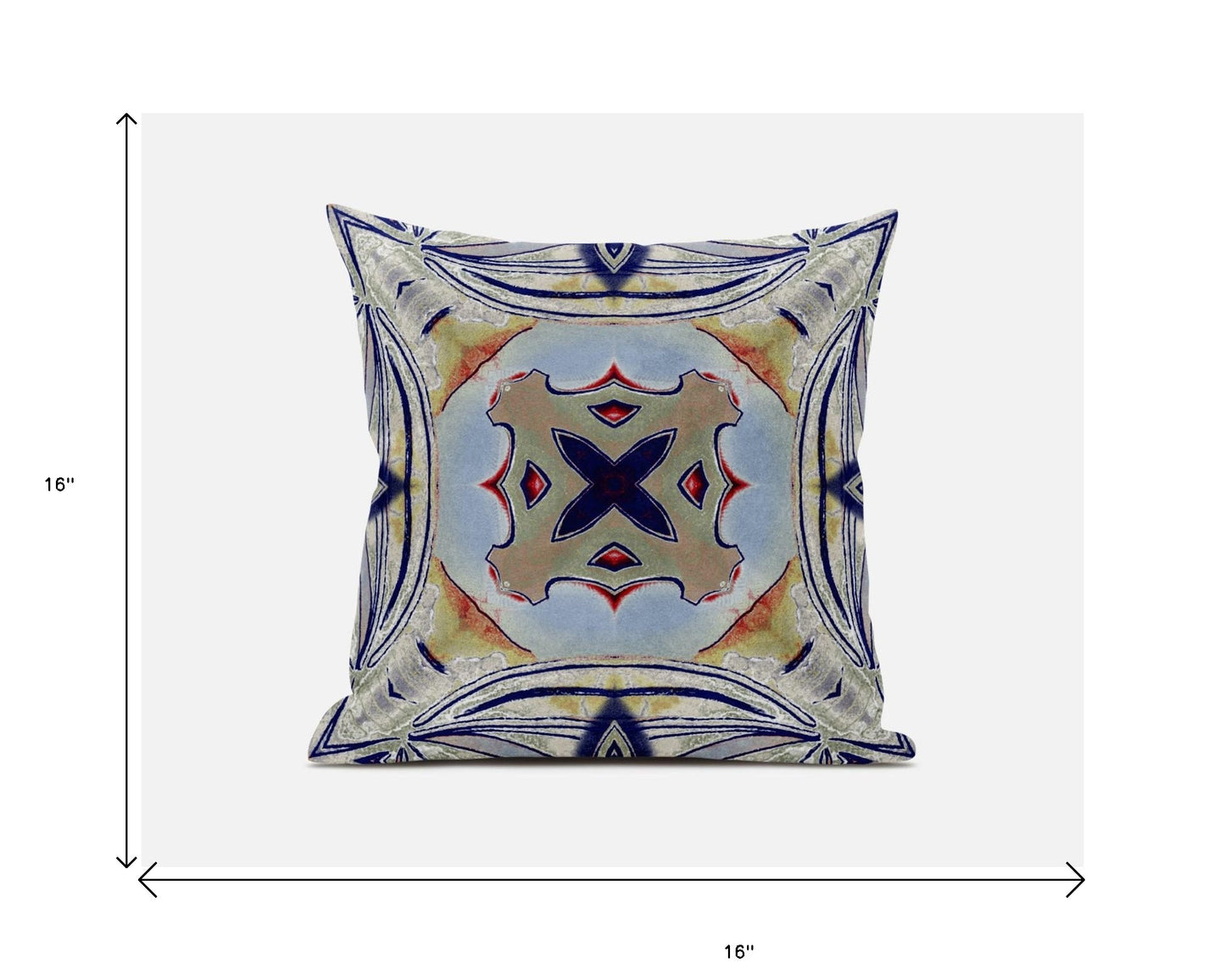 16” Navy Sage Geo Tribal Suede Throw Pillow