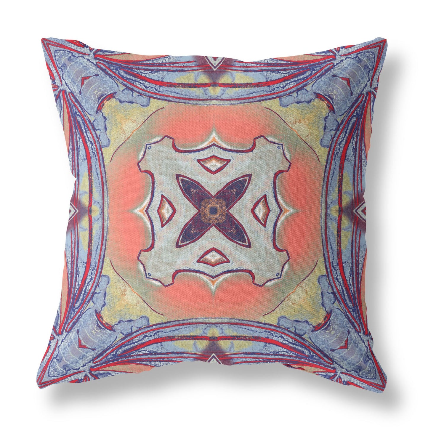 16” Purple Orange Geo Tribal Suede Throw Pillow