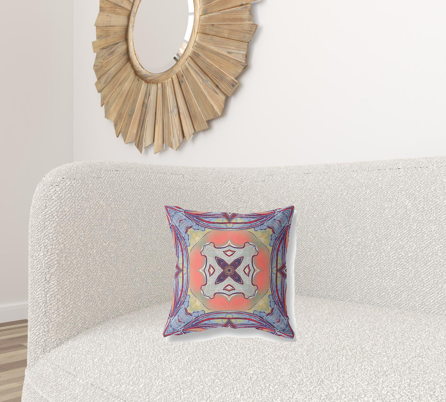 16” Purple Orange Geo Tribal Suede Throw Pillow