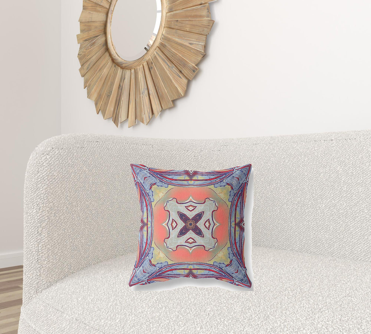 18” Purple Orange Geo Tribal Suede Throw Pillow