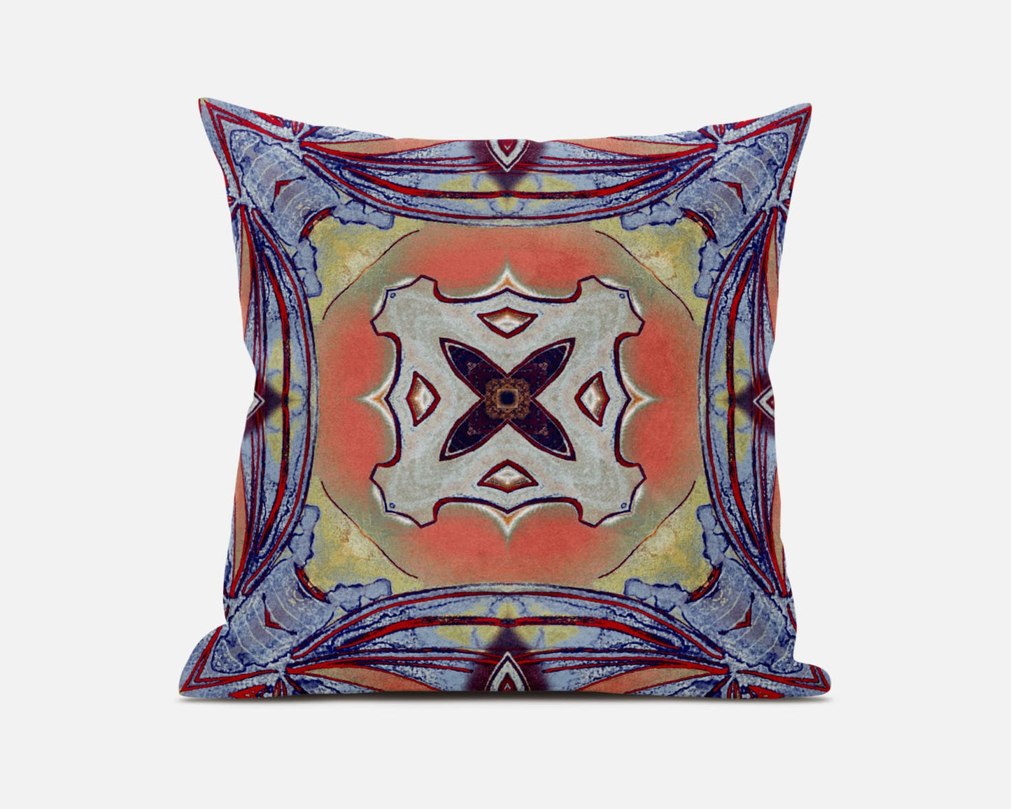 18” Purple Orange Geo Tribal Suede Throw Pillow